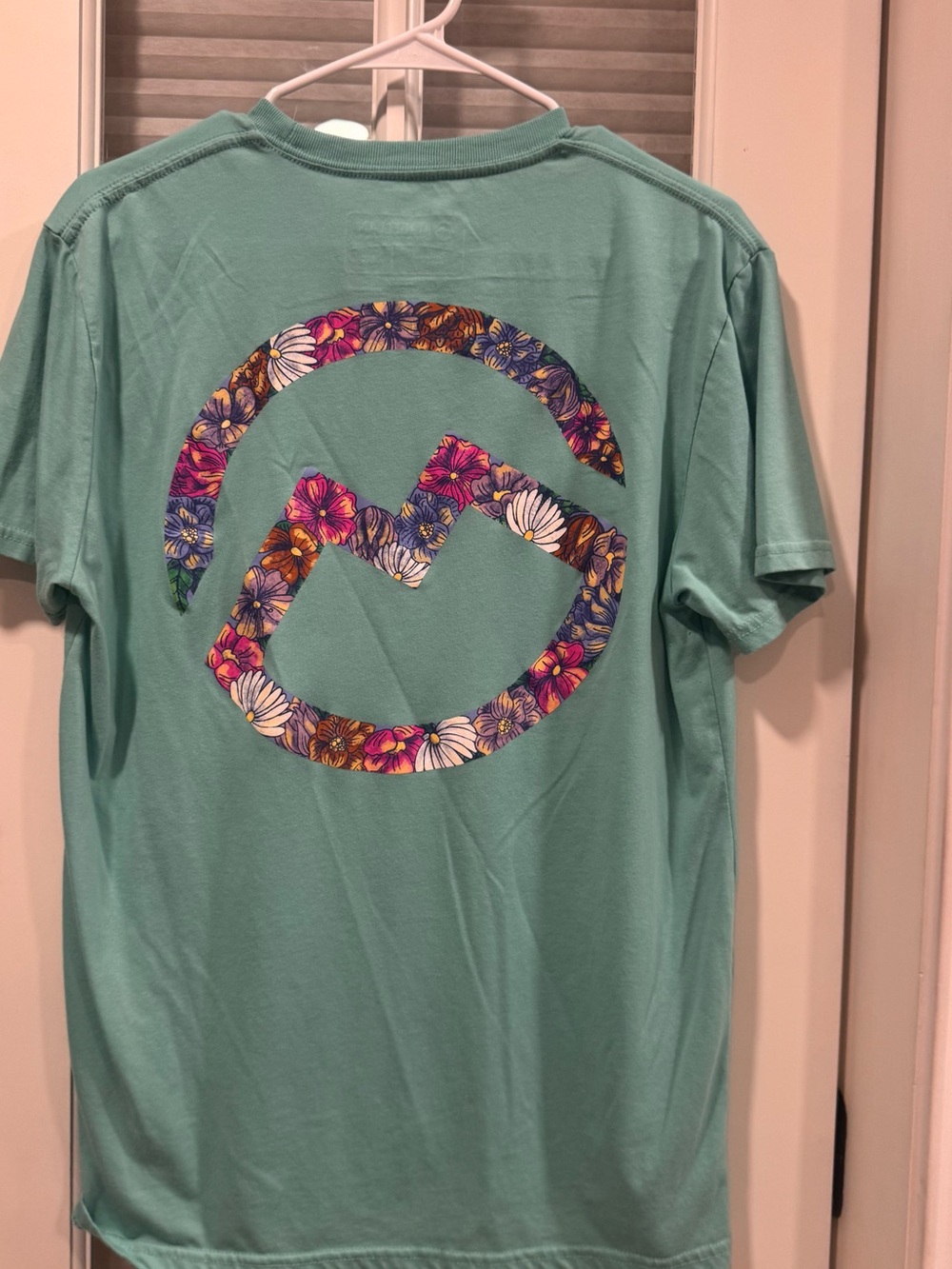 Magellan Outdoors Aqua Floral Logo Short Sleeve Tee